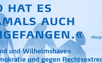 Mit einem Zitat von Margot Friedländer "So hat es damals auch angefangen. – Friesland und Wilhelmshaven für Demokratie und gegen Rechtsextremismus" rufen verschiedene Organisationen und Initiativen zur Teilnahme an einer Kundgebung in Wilhelmshaven auf. Grafik: Rogate-Kloster