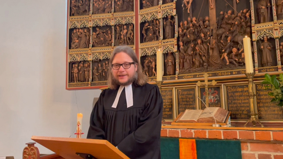 Andacht zur Eröffnung der 4. Tagung der 49. Synode mit Pfarrer David Seibel aus der St.-Stephanus-Kirche in Schortens. 