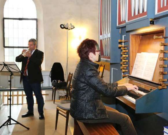 Landeskirchenmusikdirektorin Beate Besser und Landesposaunenwart Christian Strohmann