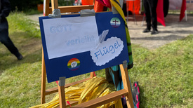Interessierte konnten sich Engelsflügel ausleihen.