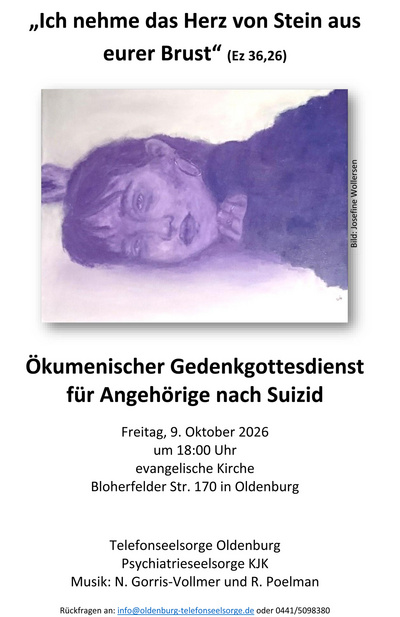 Zu sehen ist das Plakat mit der Einladung zum Gottesdienst zum Welttag der Suizidprävention.