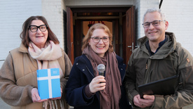 Waren am vierten Advent beim Radio-Gottesdienst in Steinfeld dabei (von links nach rechts): Lektorin Martina Büscherhoff, Pfarrerin Pia Kristin Schäfer und Lektor Dr. Torge Paysen.