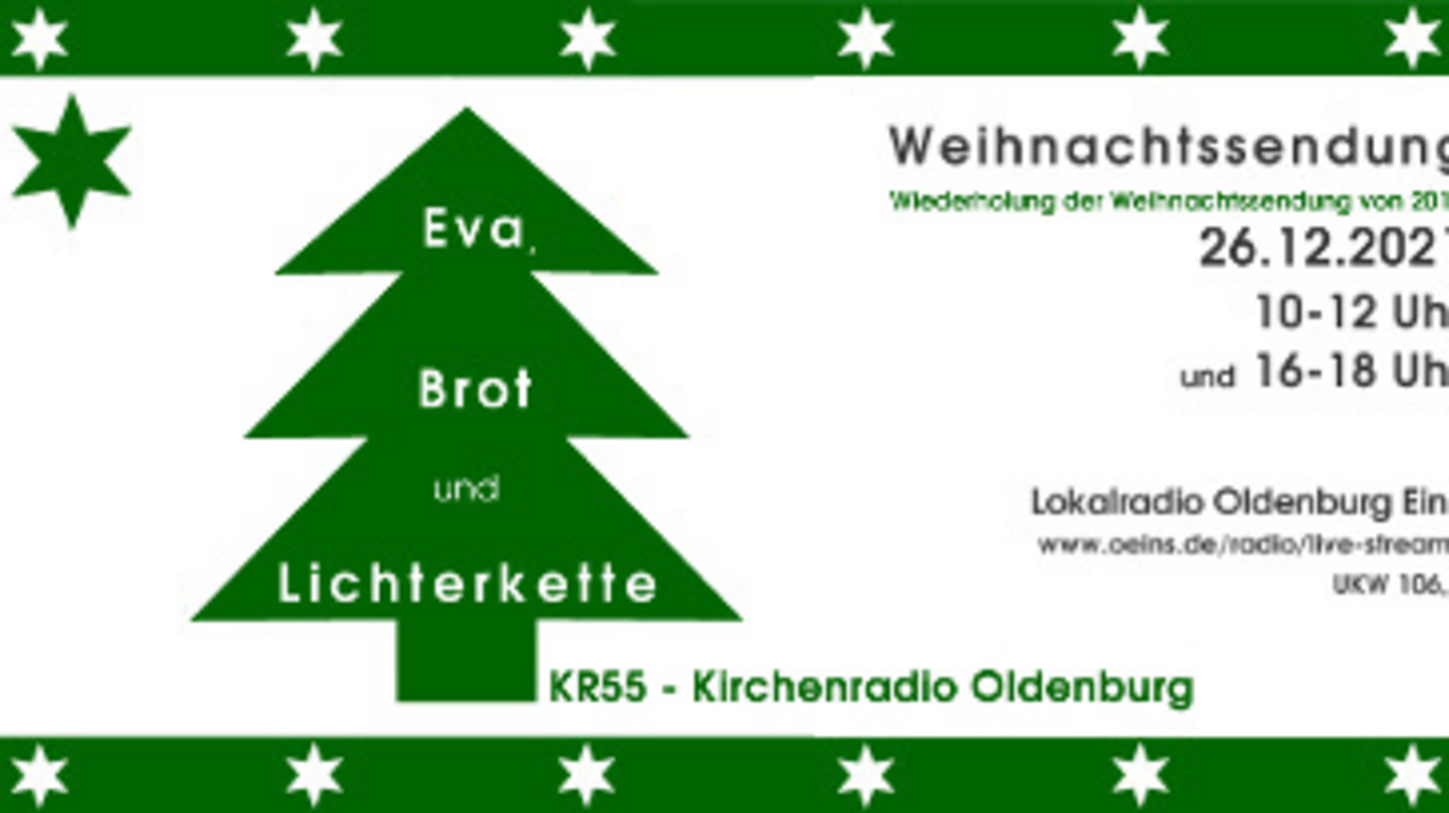 Weihnachtssendung von KR55 am 26. Dez. 2021: Eva, Brot und Lichterkette